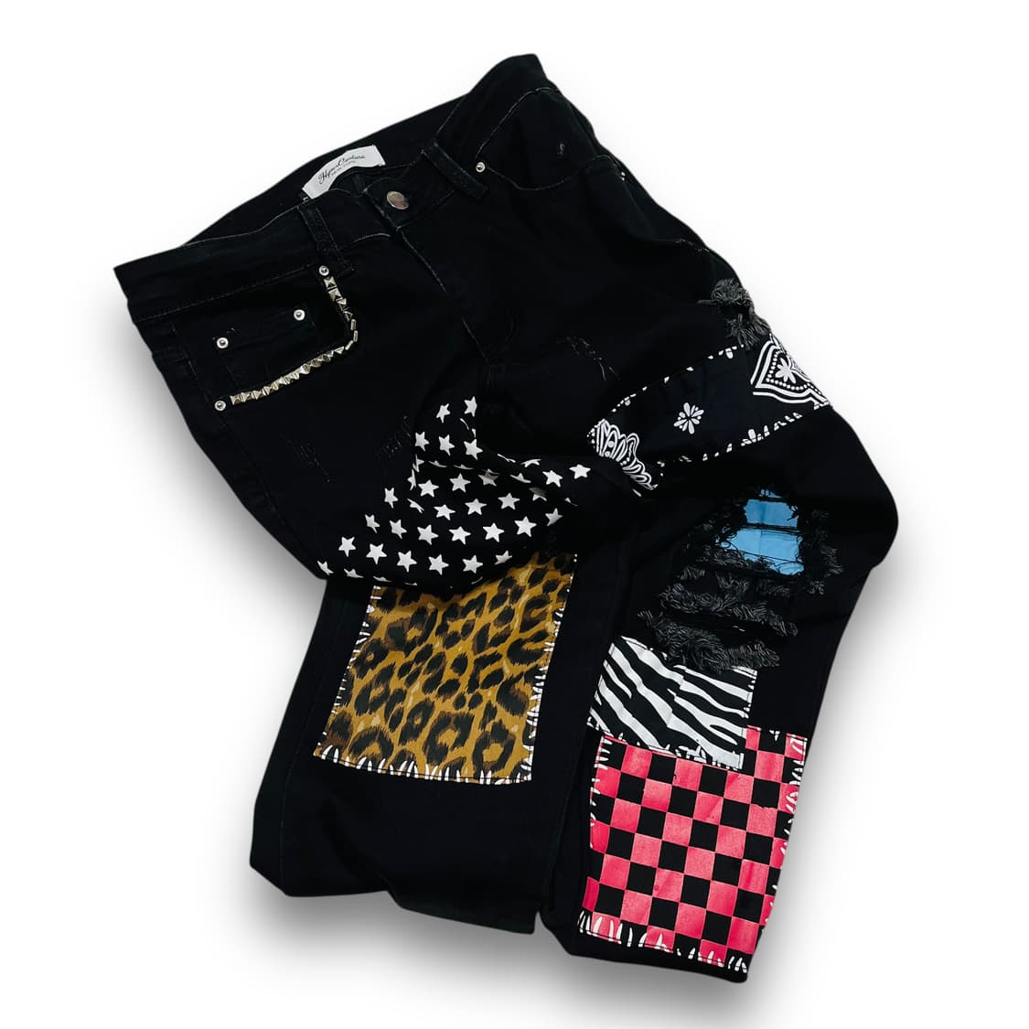 펑크 Hyper Couture 스터드 호피 스타 팬츠 상품이미지5