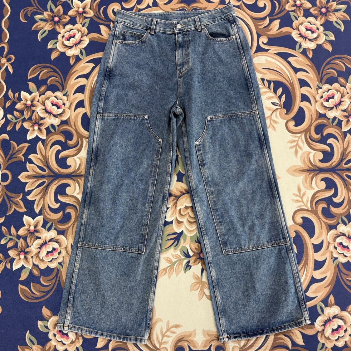 (L)웰던 WELLDONE 중청 더블니 데님팬츠 상품이미지1