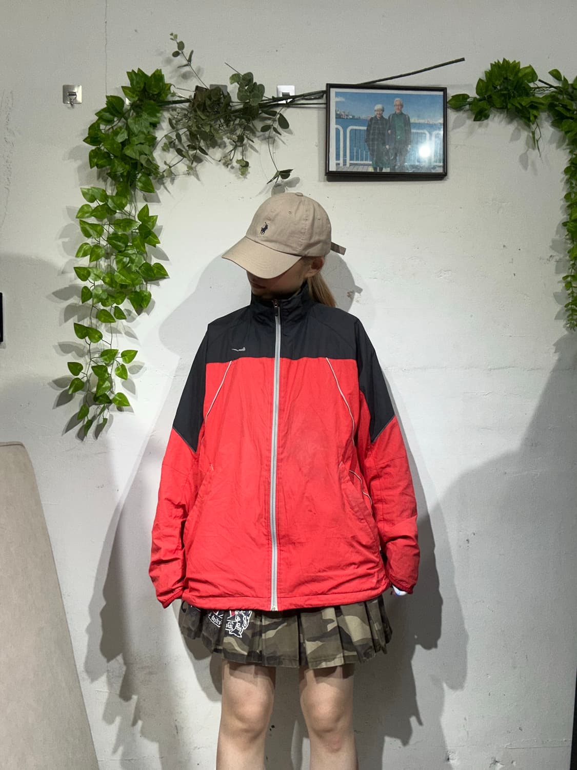 나이키 레드 블랙 로고 바람막이 자켓 L 상품이미지2