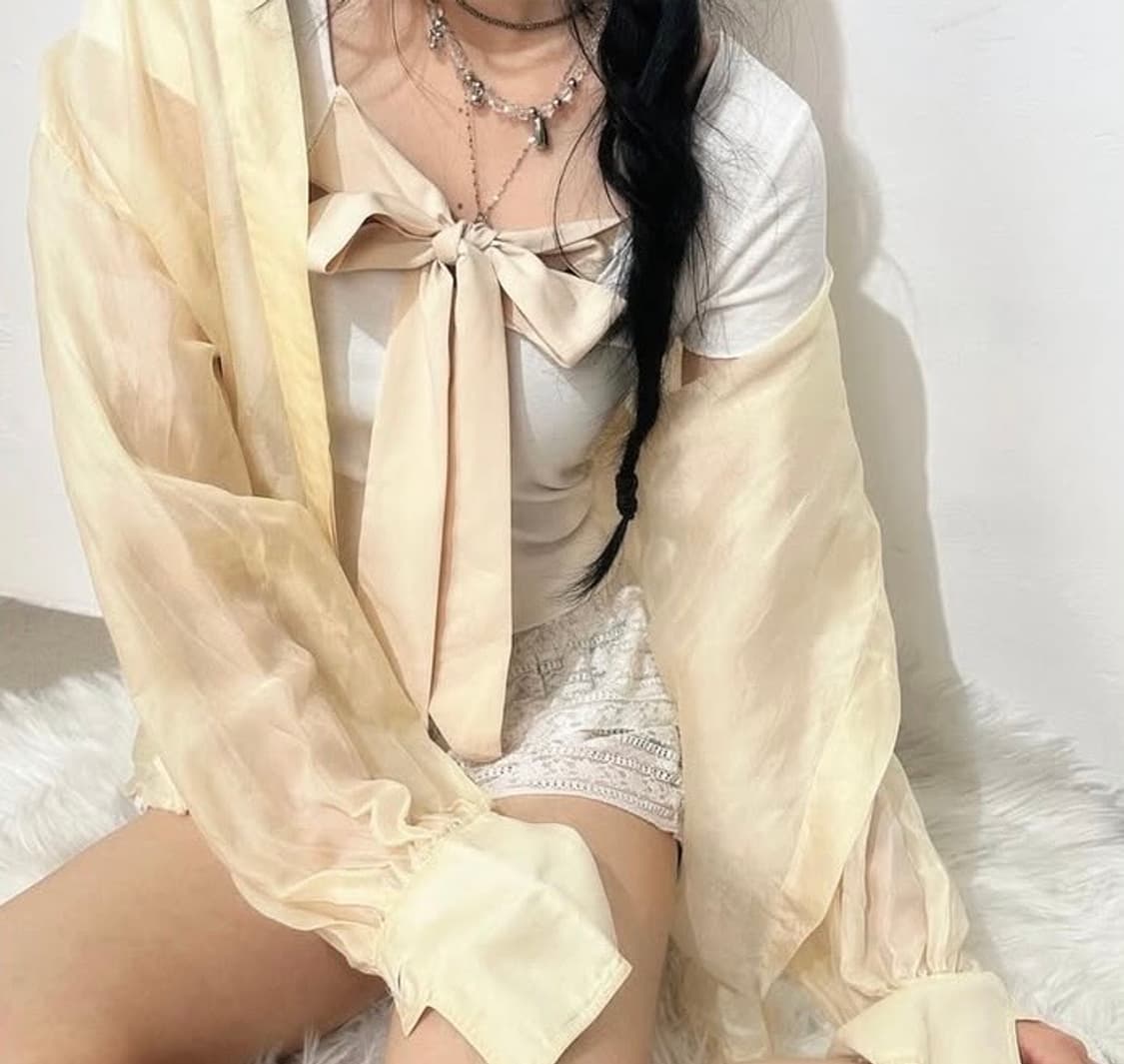 리본 디테일 반팔 상품이미지1