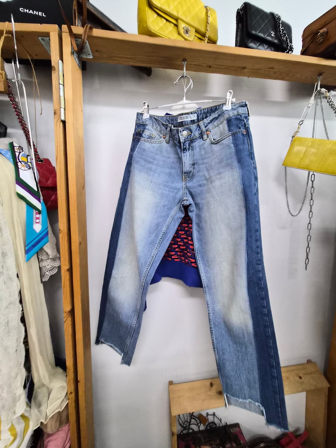 디자이너 소프트 스판프릴 맨투맨. 자라 투톤 데님 상품이미지7