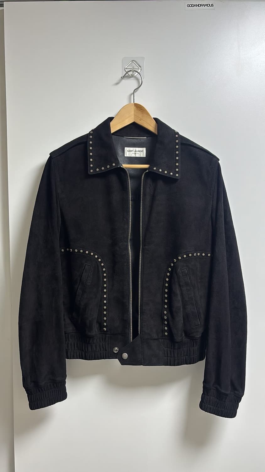 생로랑 20ss 스웨이드 플라워 스터드 자켓 46사이즈 상품이미지1