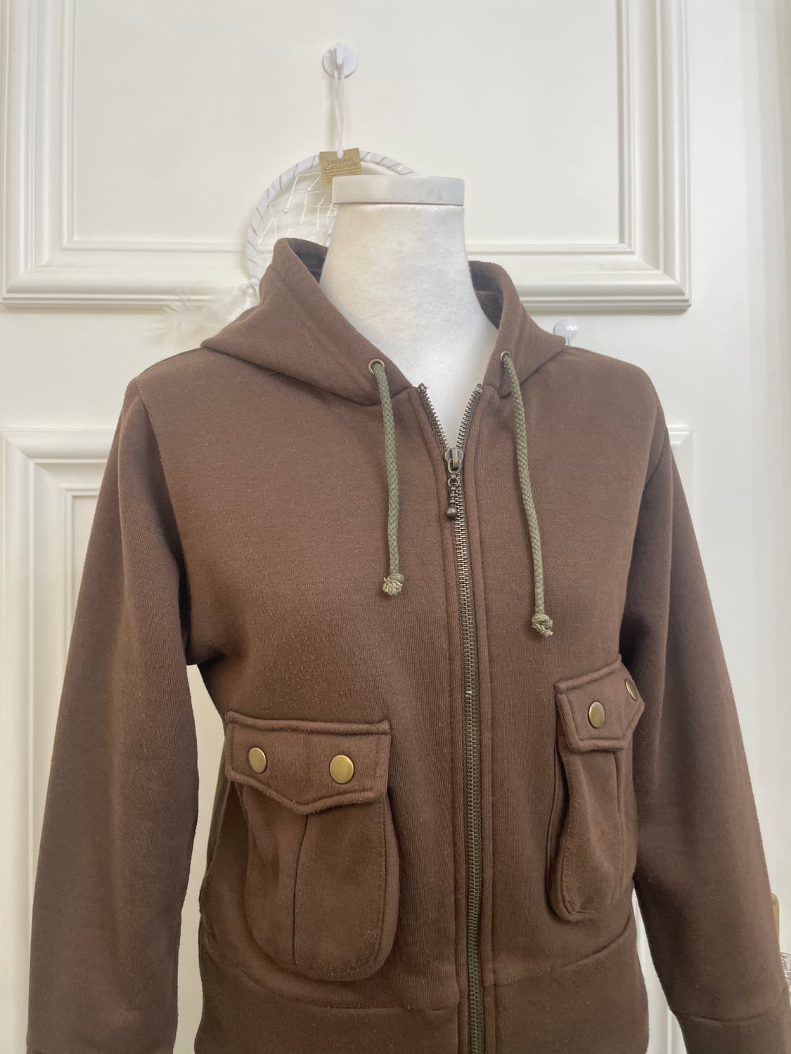 brown pocket fleeced hoodie-zip(size-M) 상품이미지2