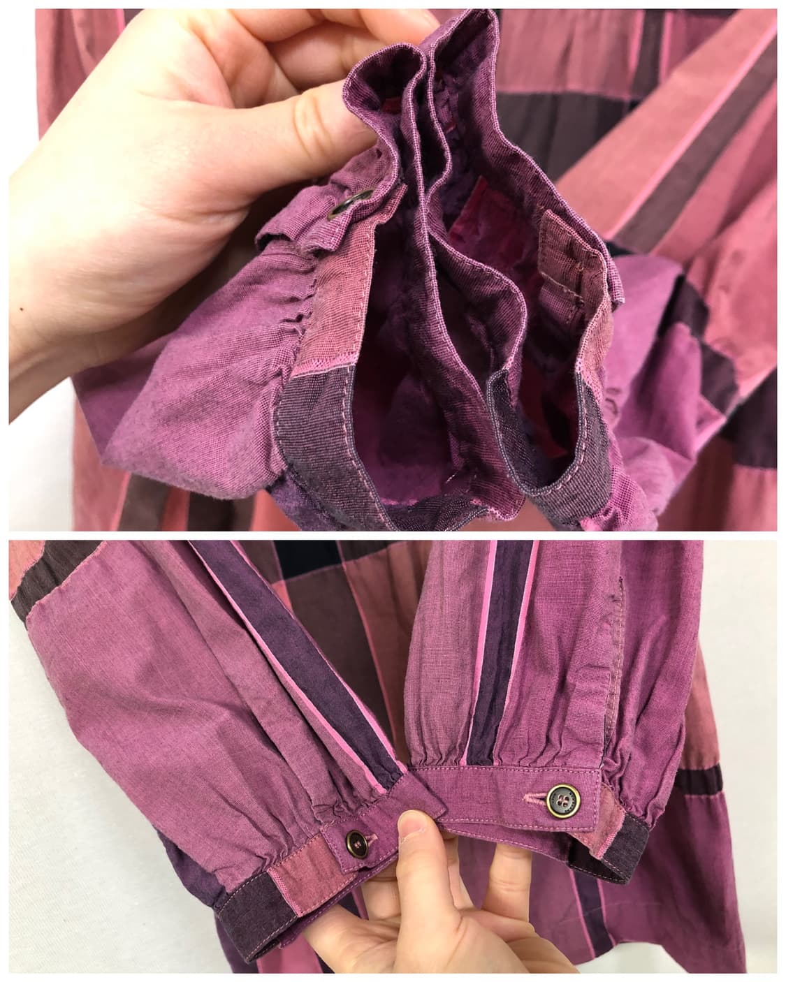 여성 버버리 브릿 라운드넥 9부소매 코튼혼방 체크 튜닉 블라우스 _ 핑크 상품이미지4