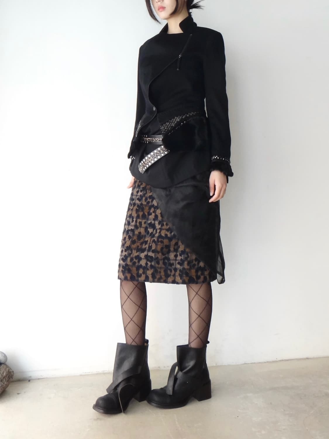 OBZEE fur & bize drape jacket / black 상품이미지7