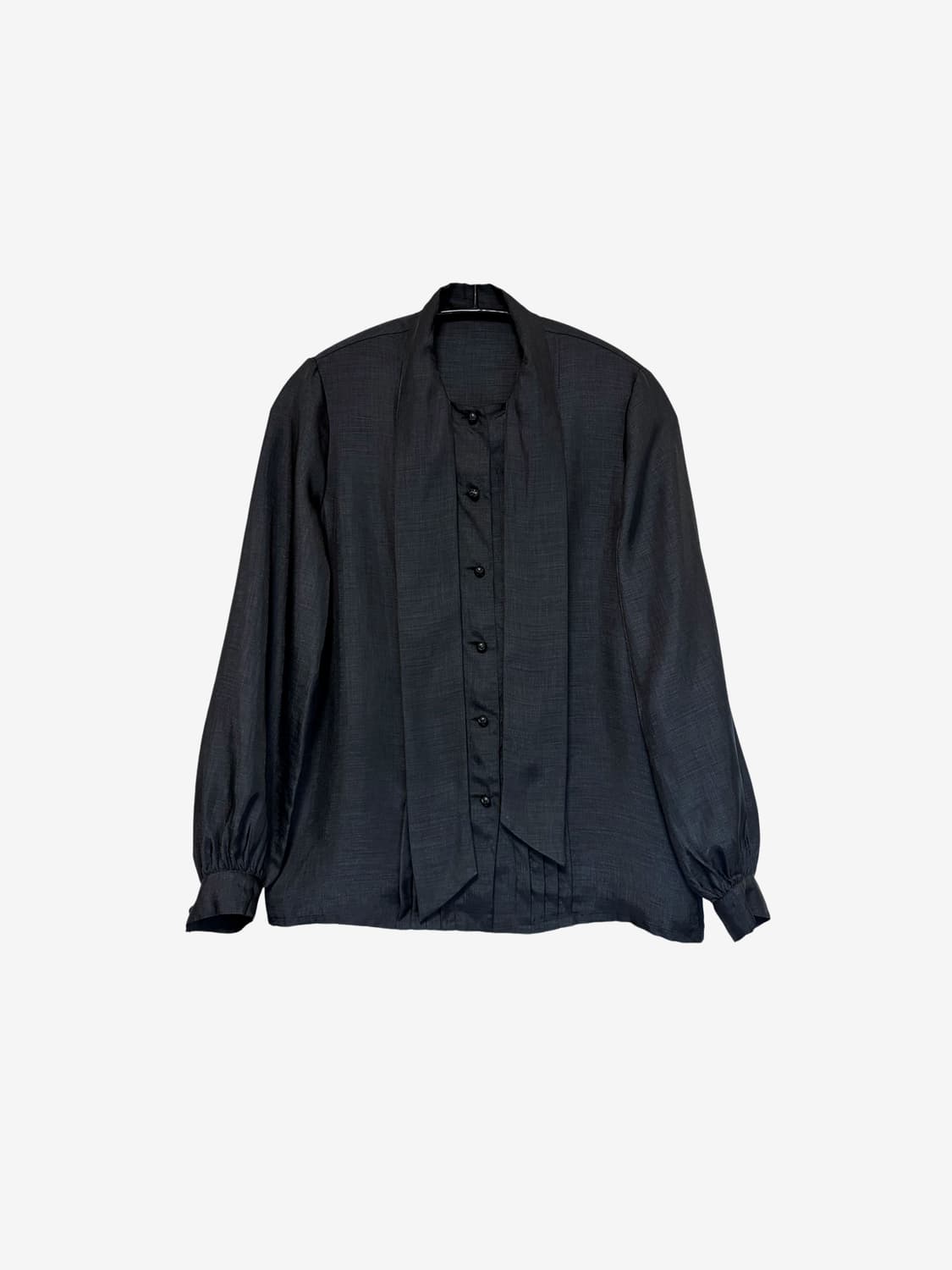 Scarf Detail Satin Blouse - Black 상품이미지4