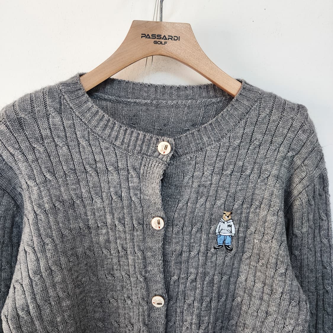 곰돌이 회색 꽈배기 가디건 상품이미지2