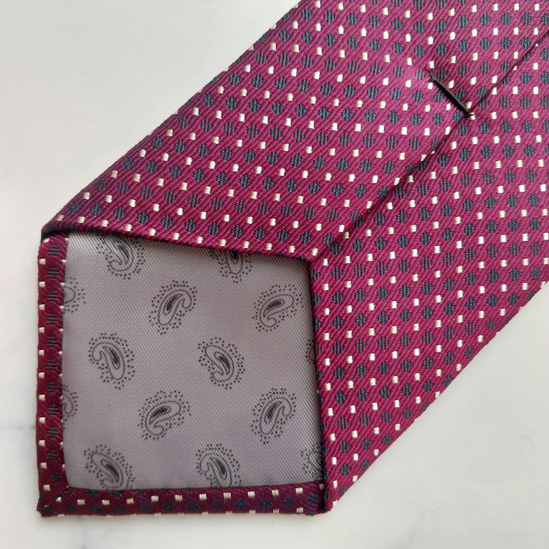 지오지아 실크 와인 도트 패턴 넥타이 8cm A+등급 K2286 상품이미지8