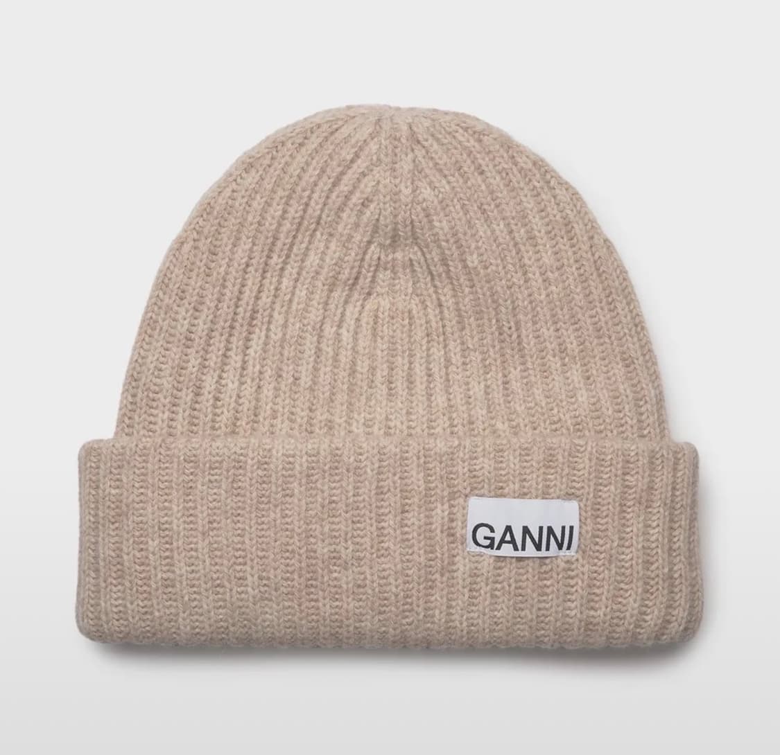 가니 여성 로고 패치 리브드 비니 - 샌드 상품이미지6