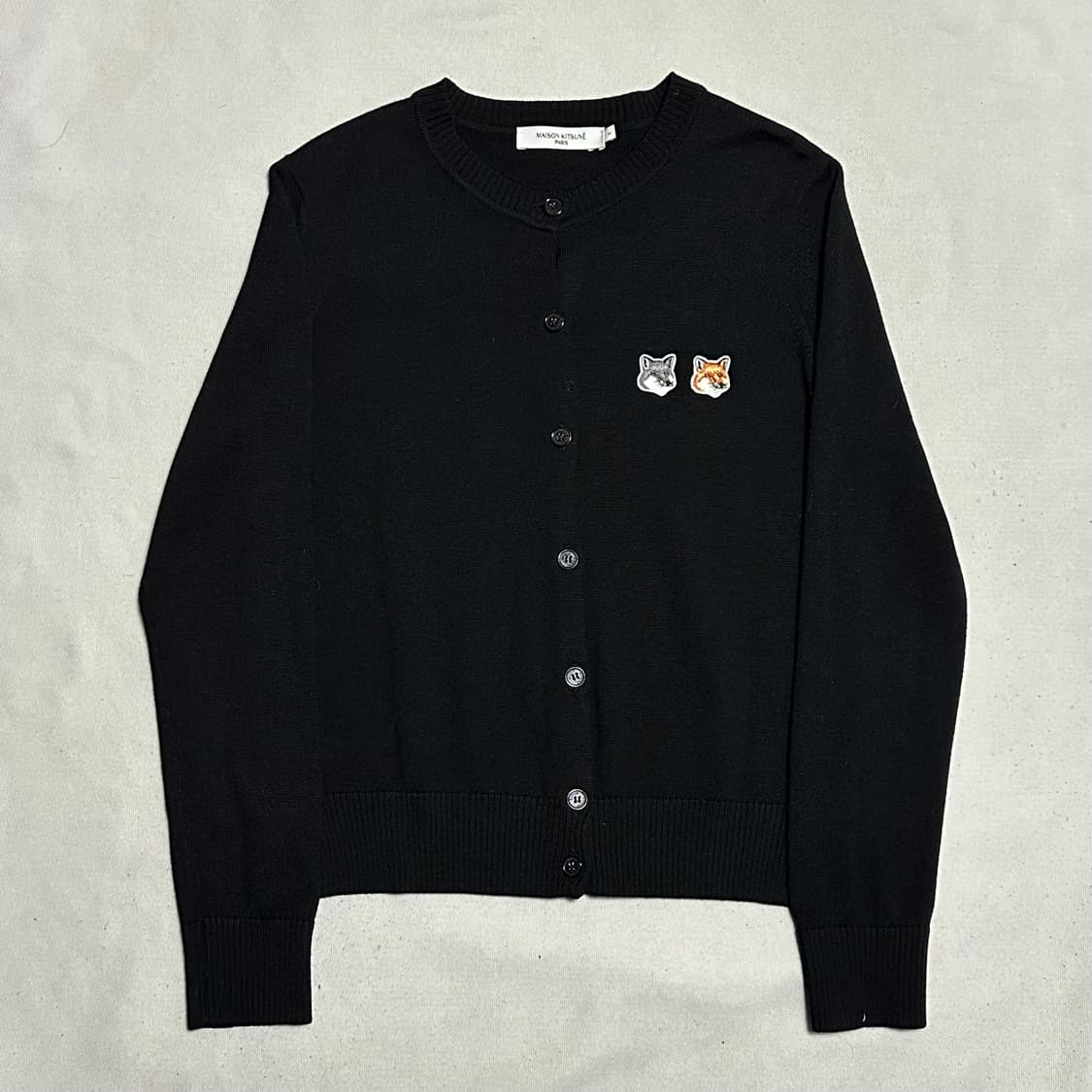 S 메종키츠네 더블폭스 헤드 블랙 울 가디건 상품이미지2