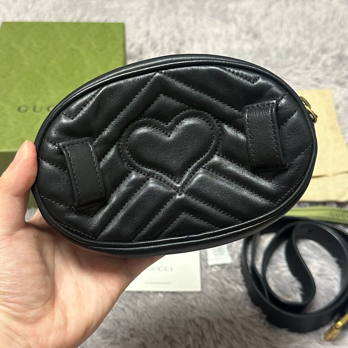 [풀구성] 구찌 GG 마몬트 마틀라세 벨트백 블랙 상품이미지2