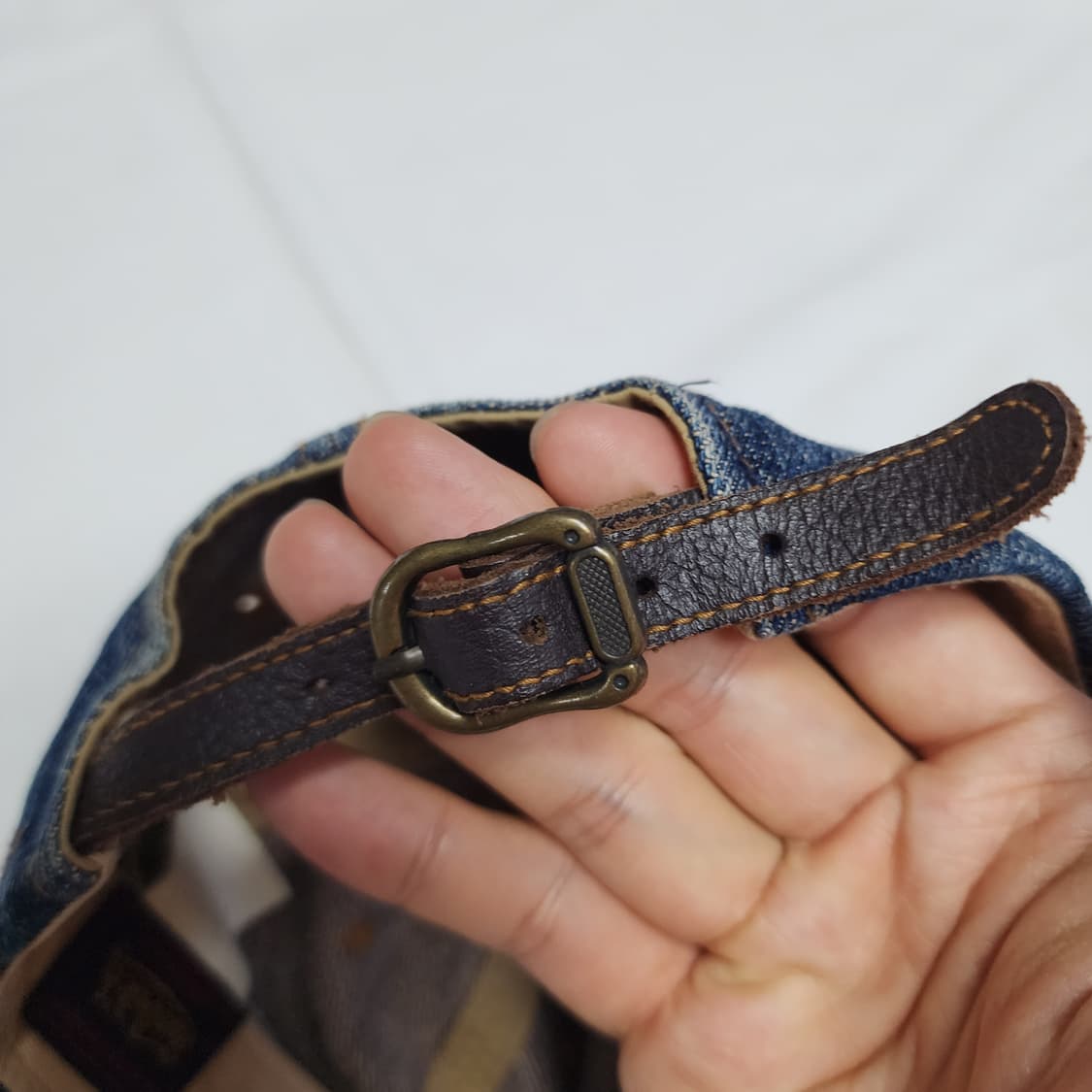 본더치 오리지널 디스트로이드 데님 가죽스트랩 볼캡 상품이미지5
