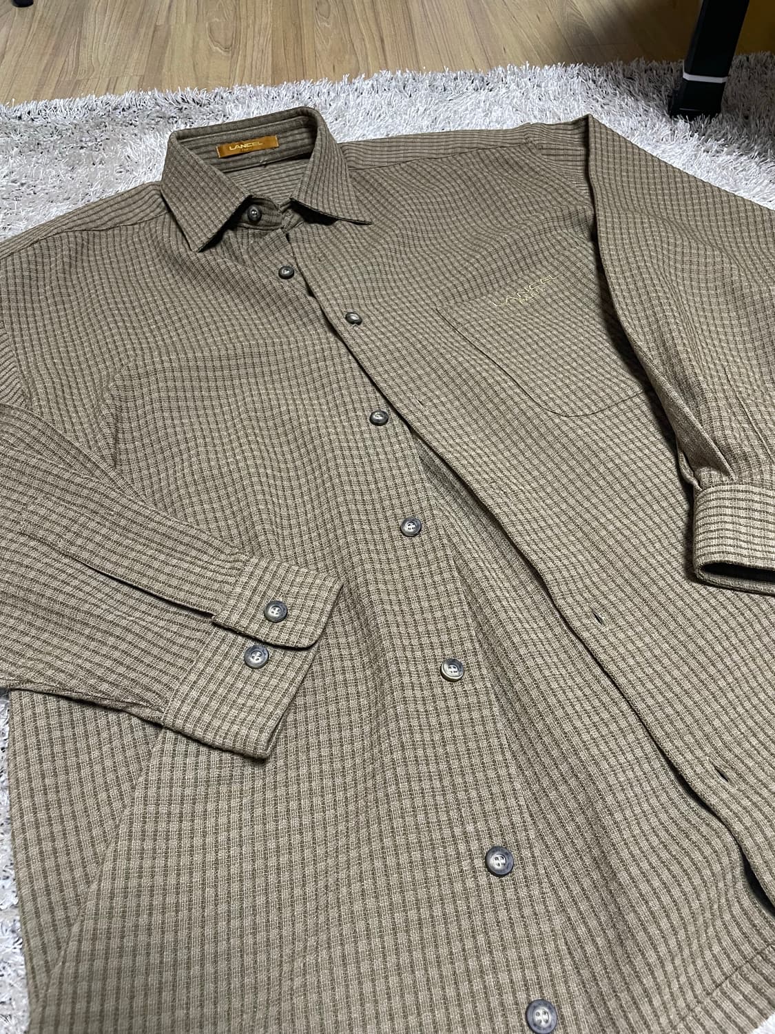 프랑스명품 LANCEL 린넨 혼방 체크셔츠 사이즈 105~110 상품이미지2
