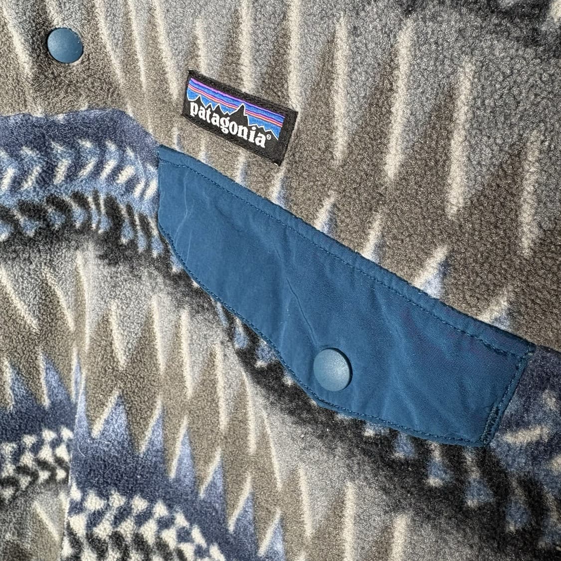 15FW 파타고니아 시청릴라 스냅-티 플리스 블루/그레이 애즈텍 패턴 상품이미지3