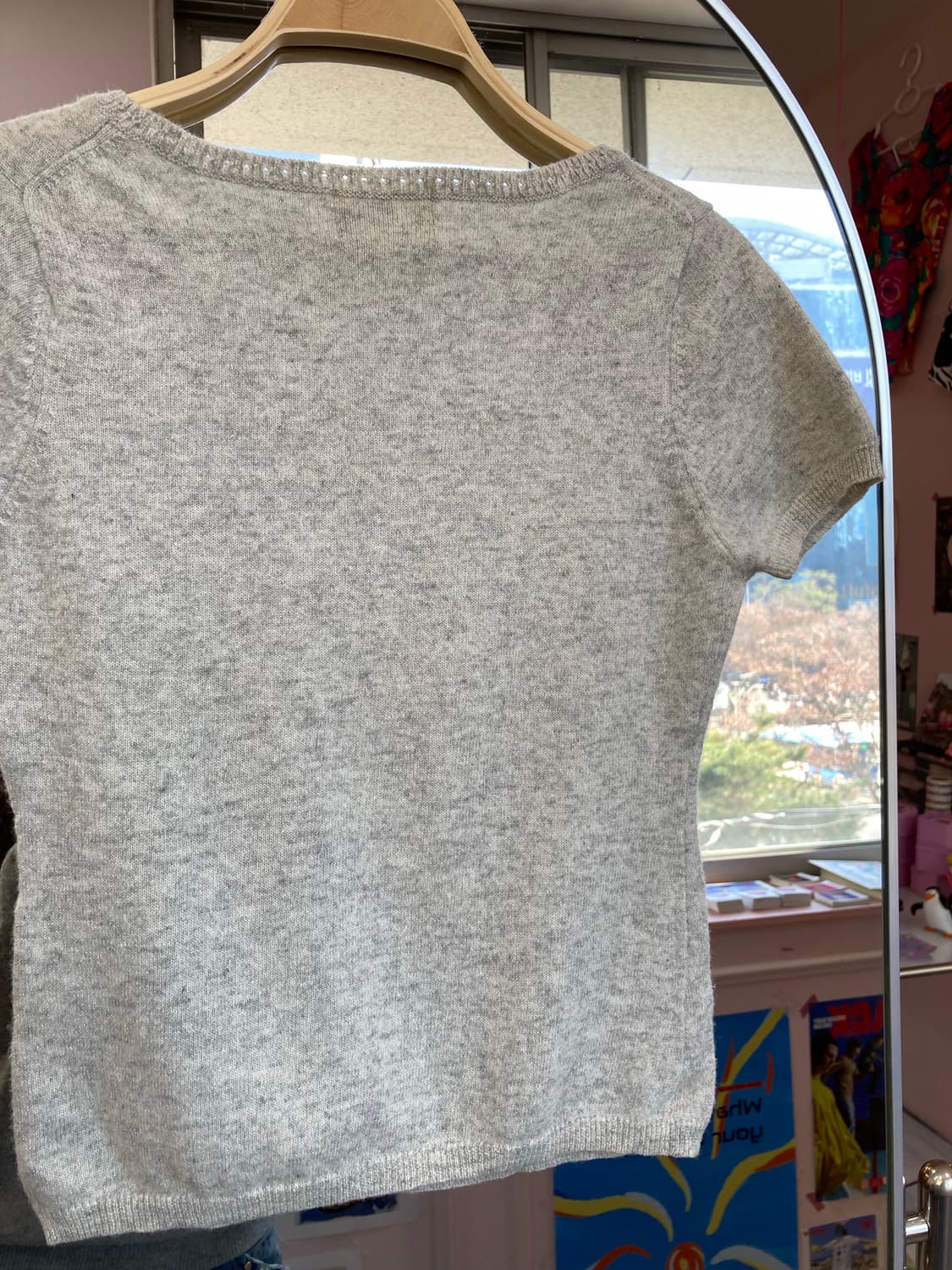 오트밀 라운드 반팔 니트 상품이미지6