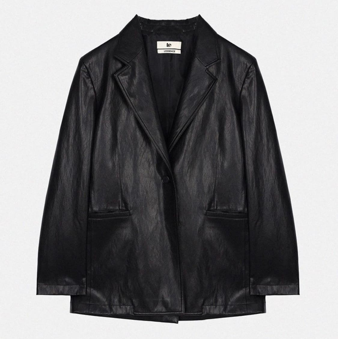르 Faux leather over-fit blazer black 상품이미지3