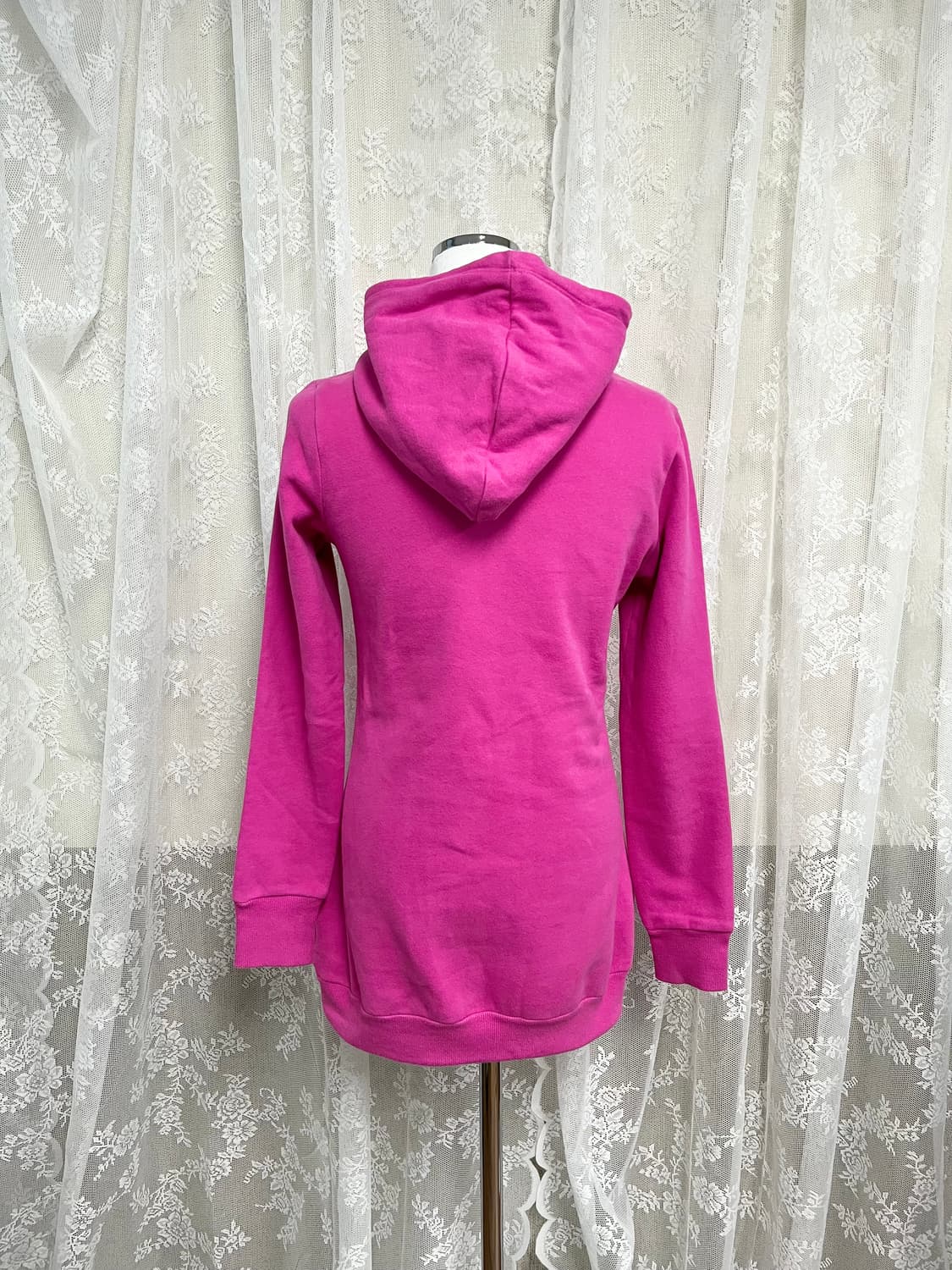 XS)아디다스 y2k 핑크 실버 롱 후디 기모 후드티 상품이미지3