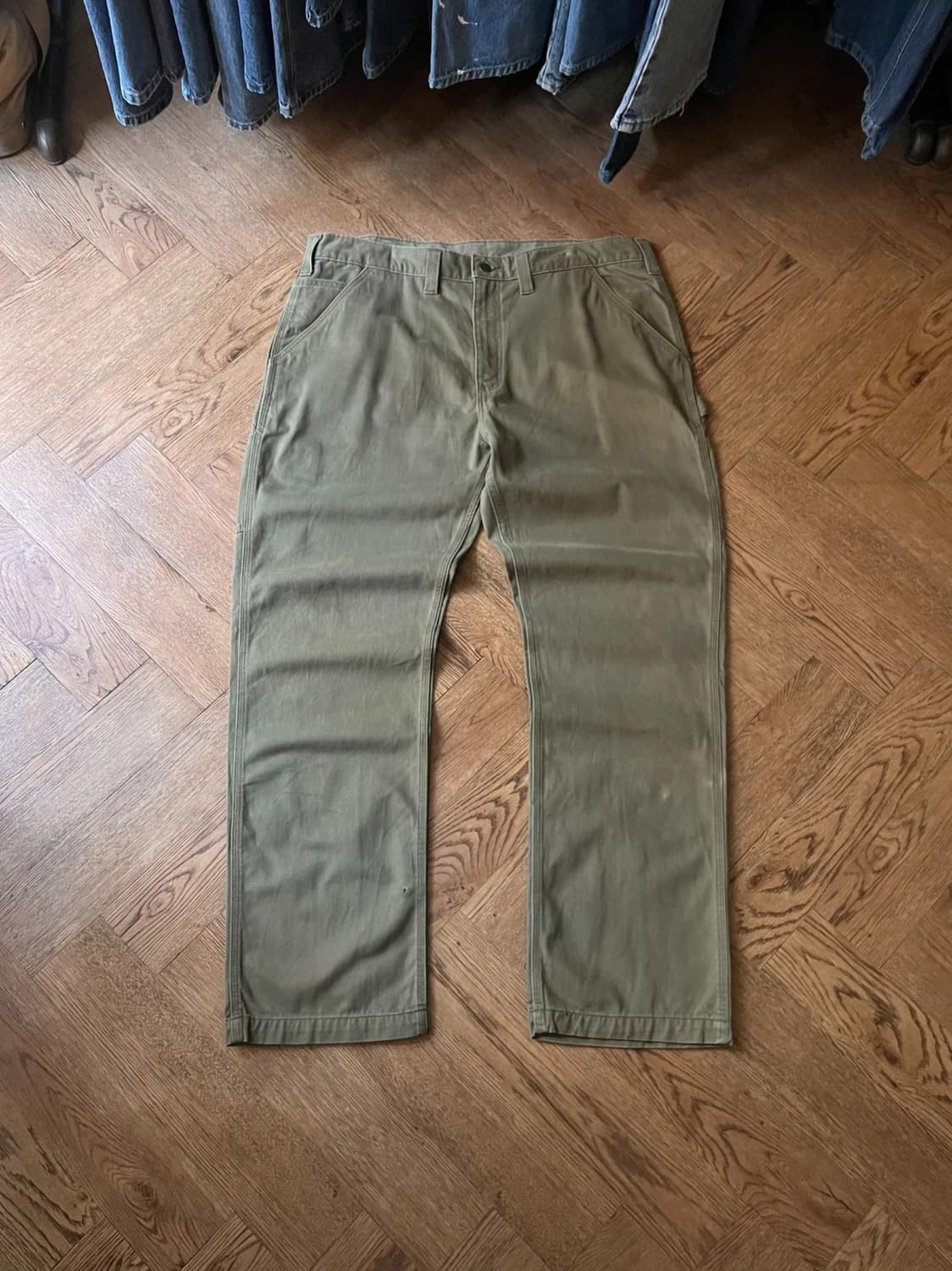 [40]칼하트 USA 아미 그린 코튼 싱글니 카펜터 워크 팬츠 상품이미지1