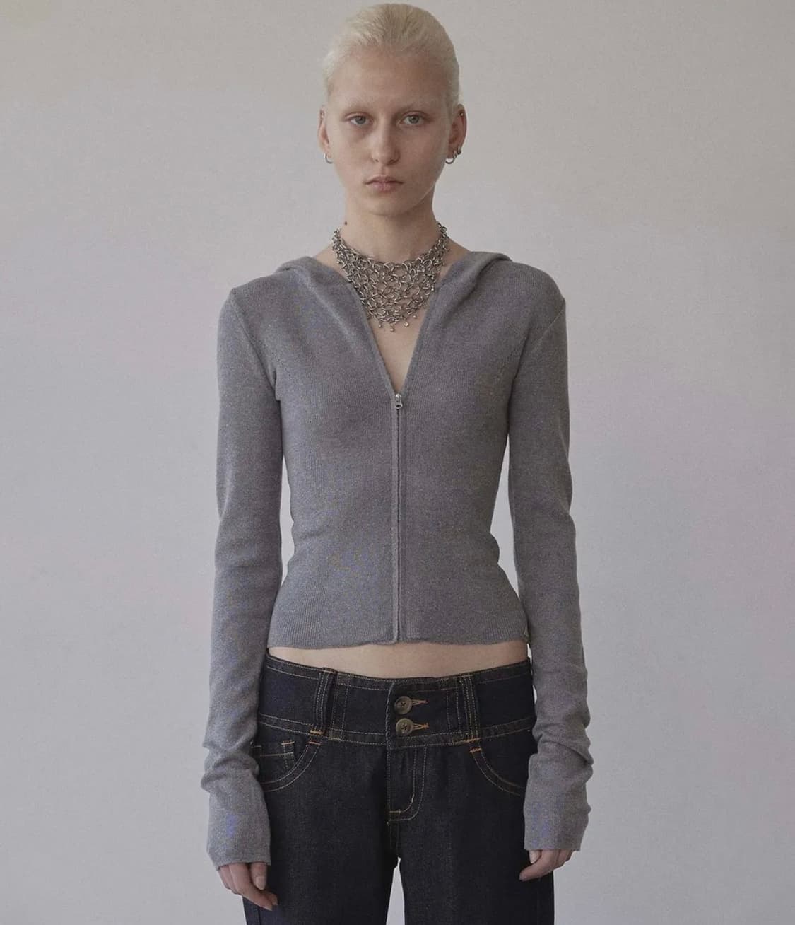 스컬프터 Silhouette Knit Zip-Up Hoodie Melan 상품이미지3