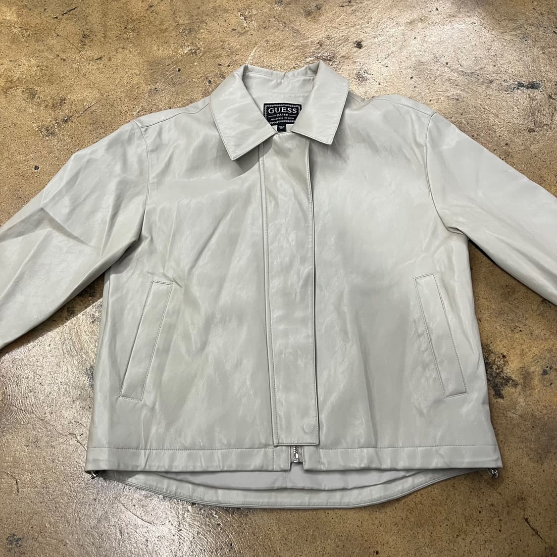 [정품/XS] 게스 아이보리 레더 자켓 b19 상품이미지3