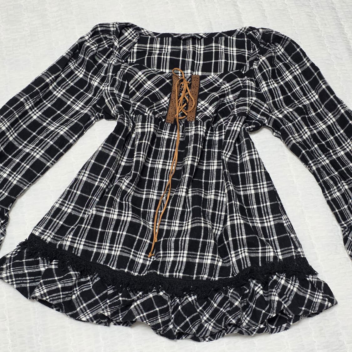 블랙로리타 체크 캉캉 블라우스 상품이미지3