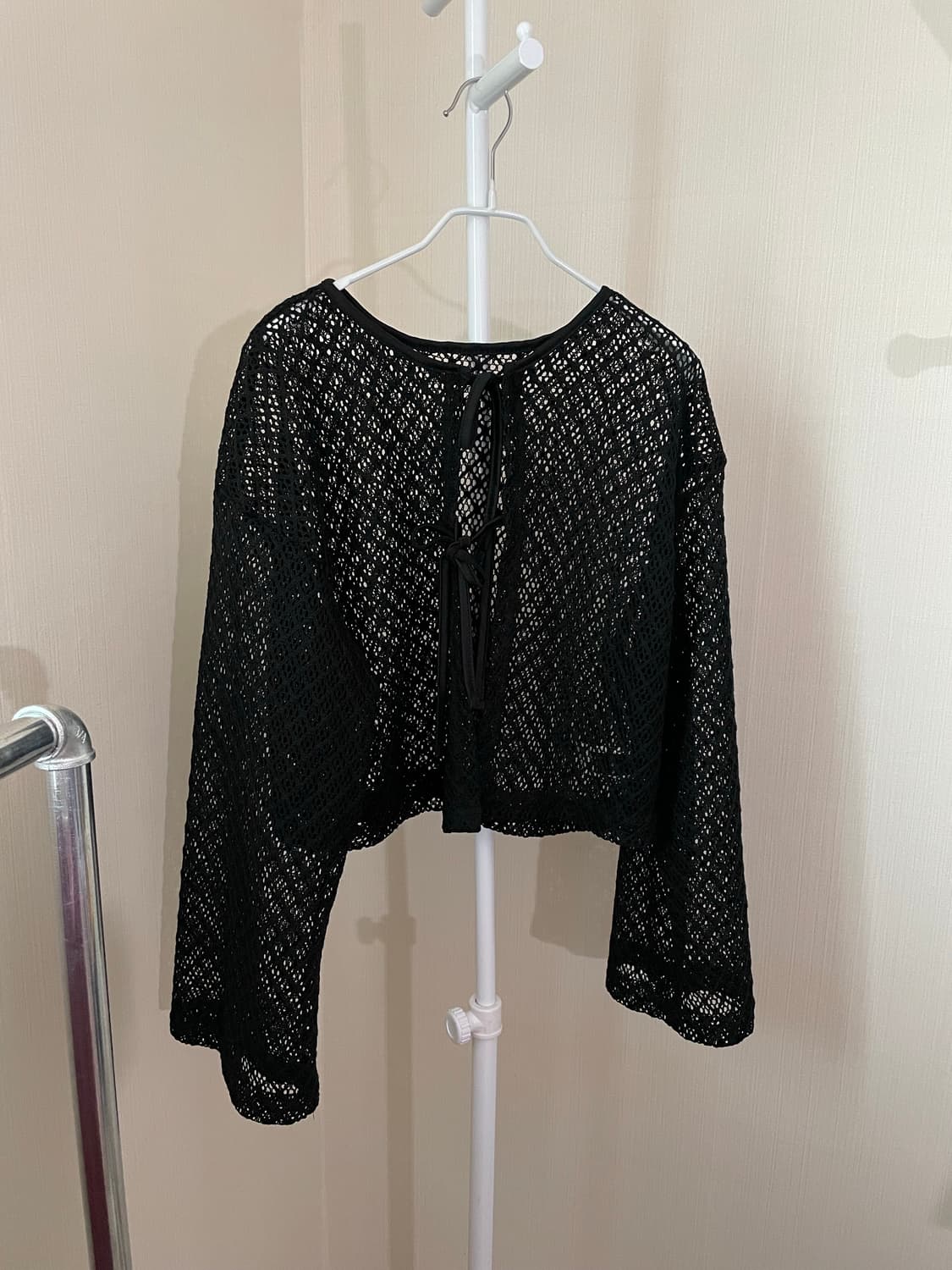 그물 블랙 리본 가디건  상품이미지3