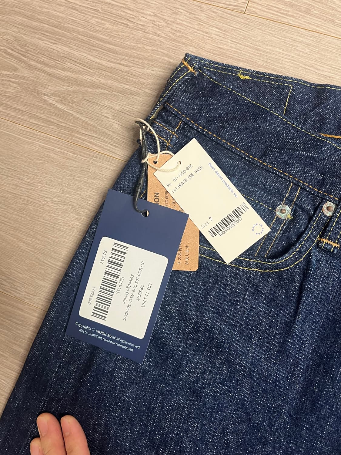 (새상품) 오어슬로우 105 원워시 셀비지 데님 상품이미지5