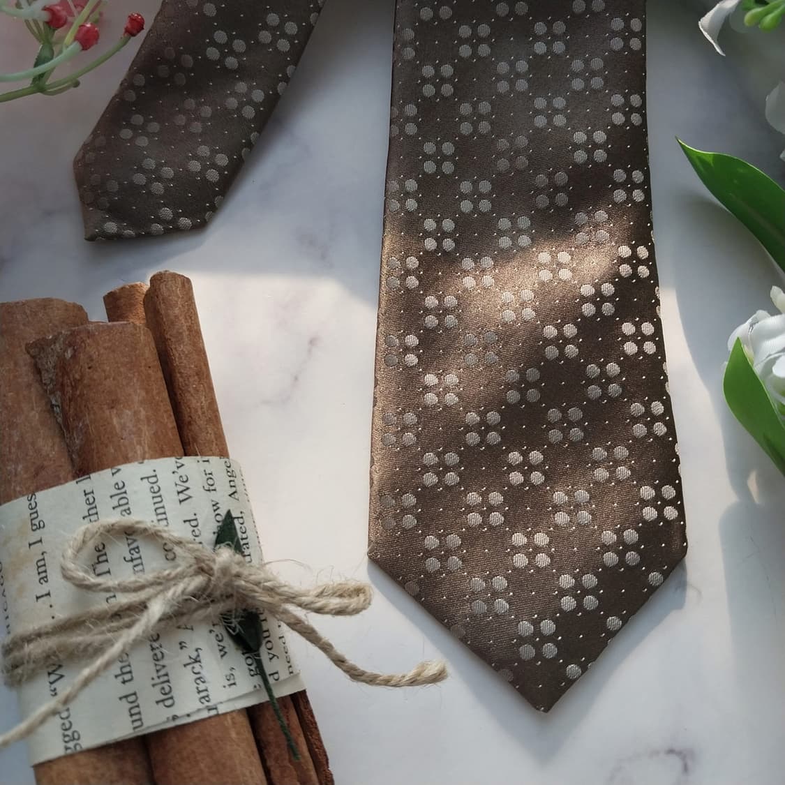 모스키노 실크 브라운 도트 슬림 넥타이 6.6cm A+등급 K1446
 상품이미지4