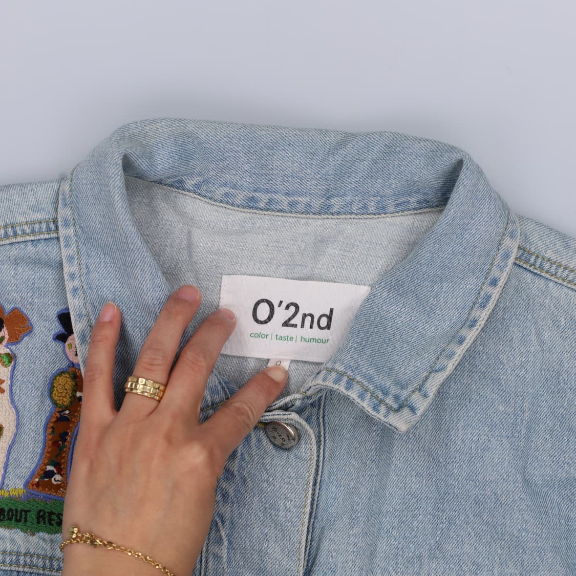 0 한섬오즈세컨 패치 크롭 데님자켓 0401H1 상품이미지3