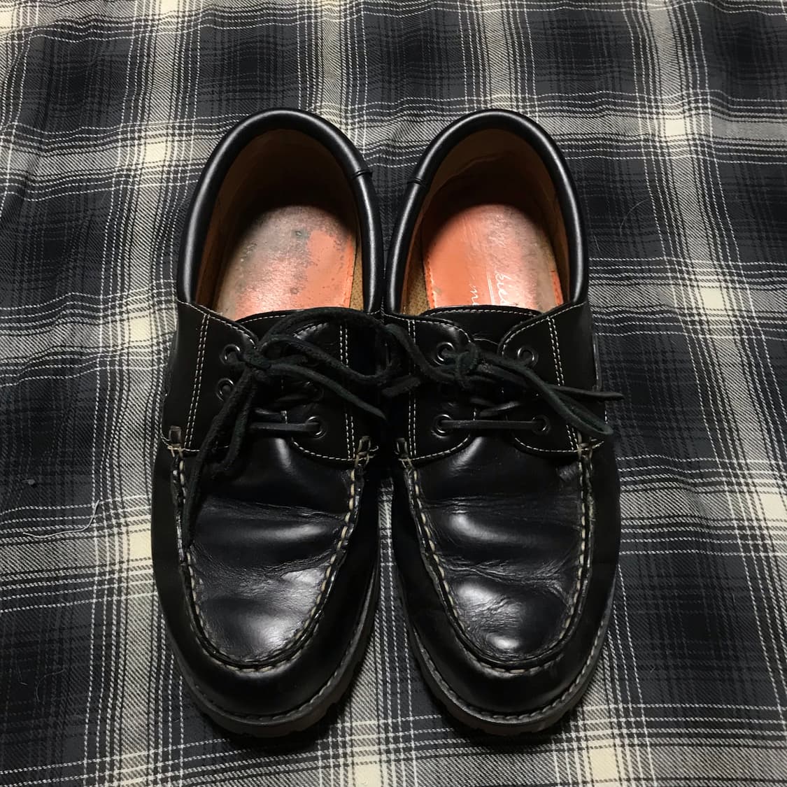 00s 재팬 리얼 카우레더 검솔 보트슈즈 블랙 상품이미지3