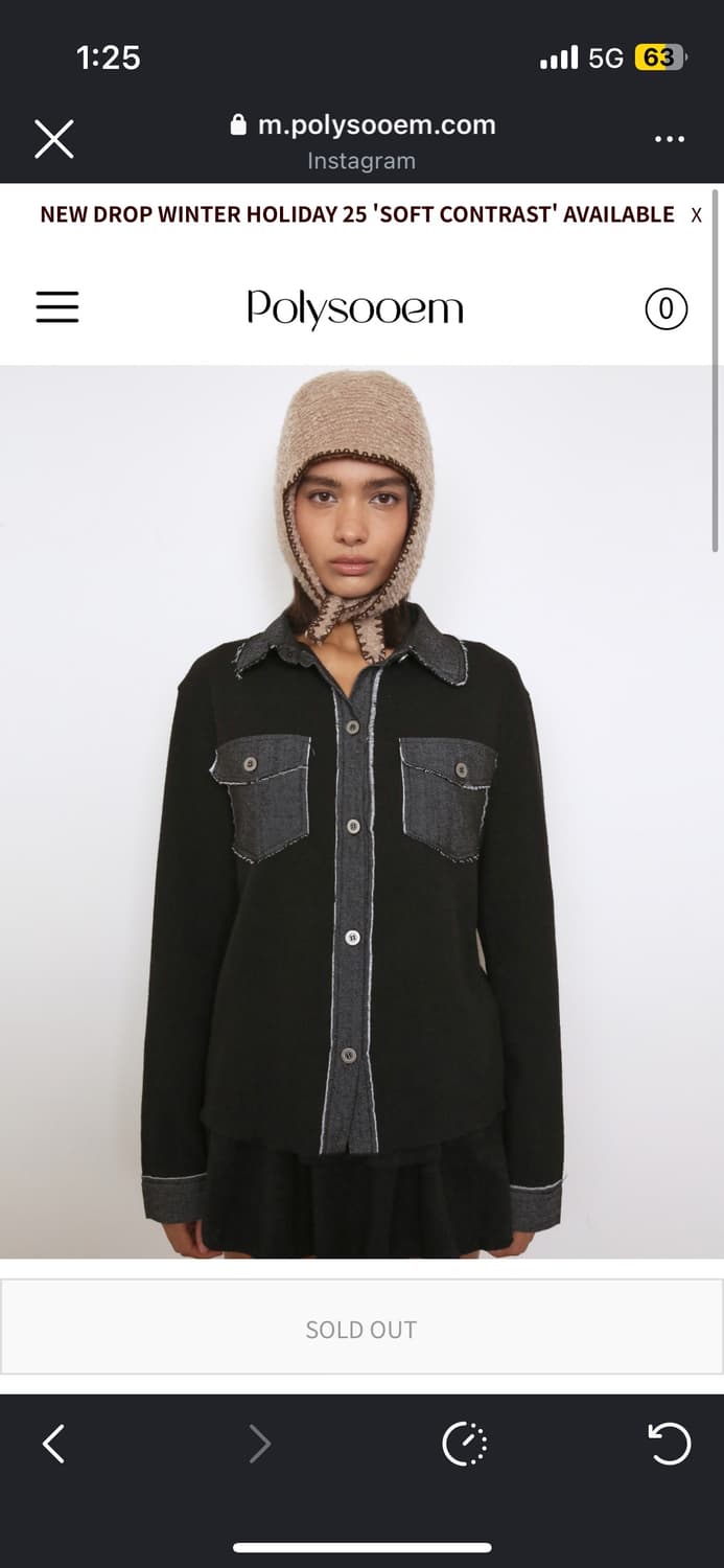 폴리수엠 데님패치워크 셔츠 니트 상품이미지1