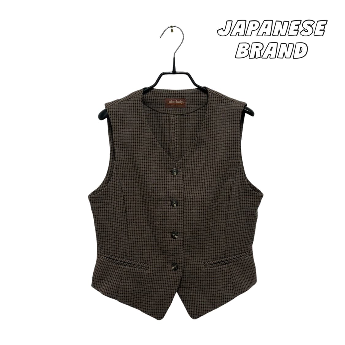 Japanese vintage 체크 베스트 조끼 상품이미지1