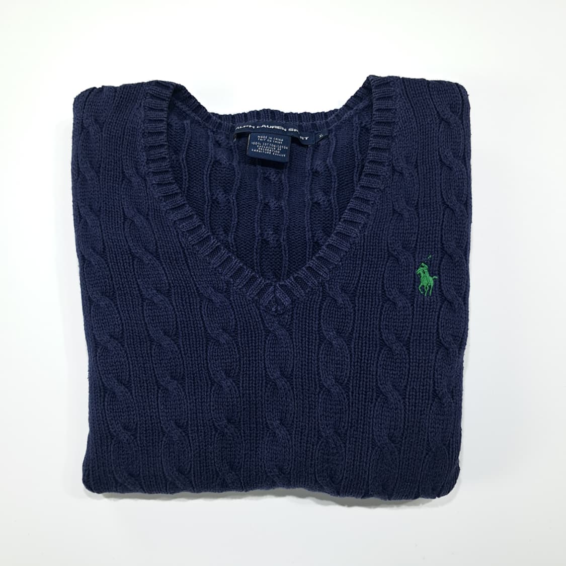 CL278 XL 폴로 00s 코튼 케이블 V넥 네이비 니트 스웨터 상품이미지7