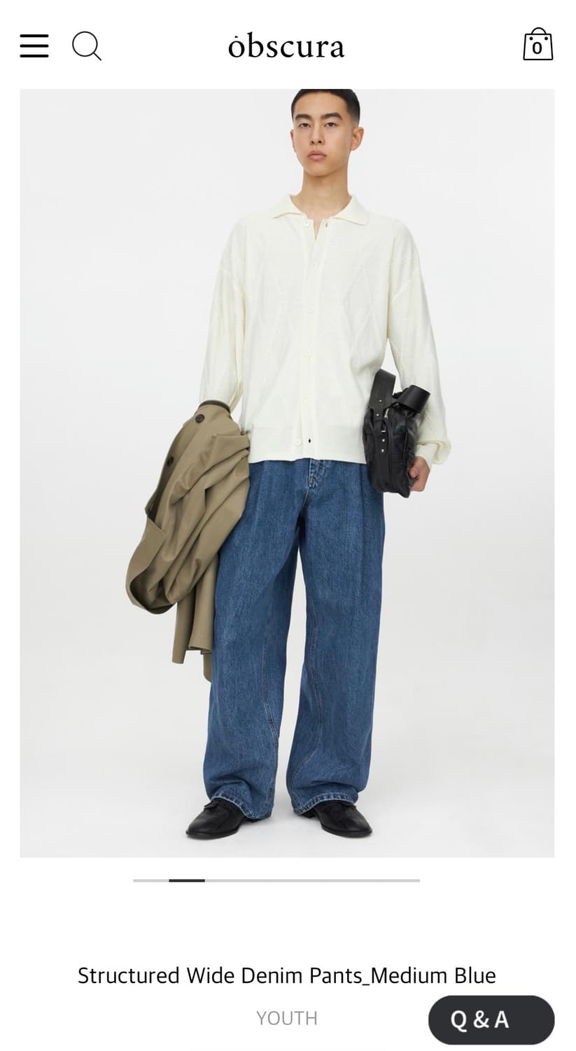 [새상품급] 유스 스트럭처 와이드 데님 팬츠 미디움 블루 중청 M사이즈 상품이미지1