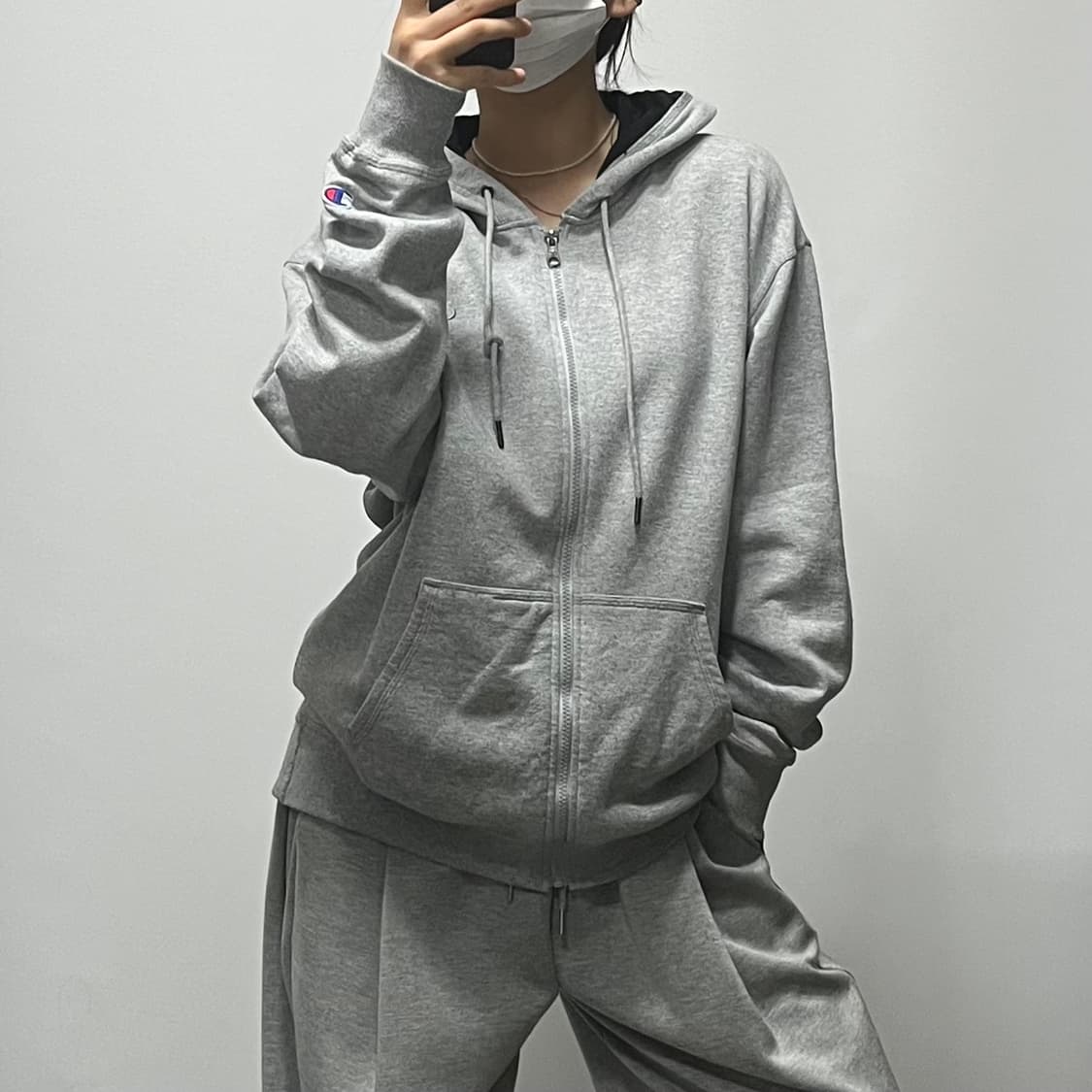 챔피온 후드집업 기모 그레이 L [093005] 상품이미지2