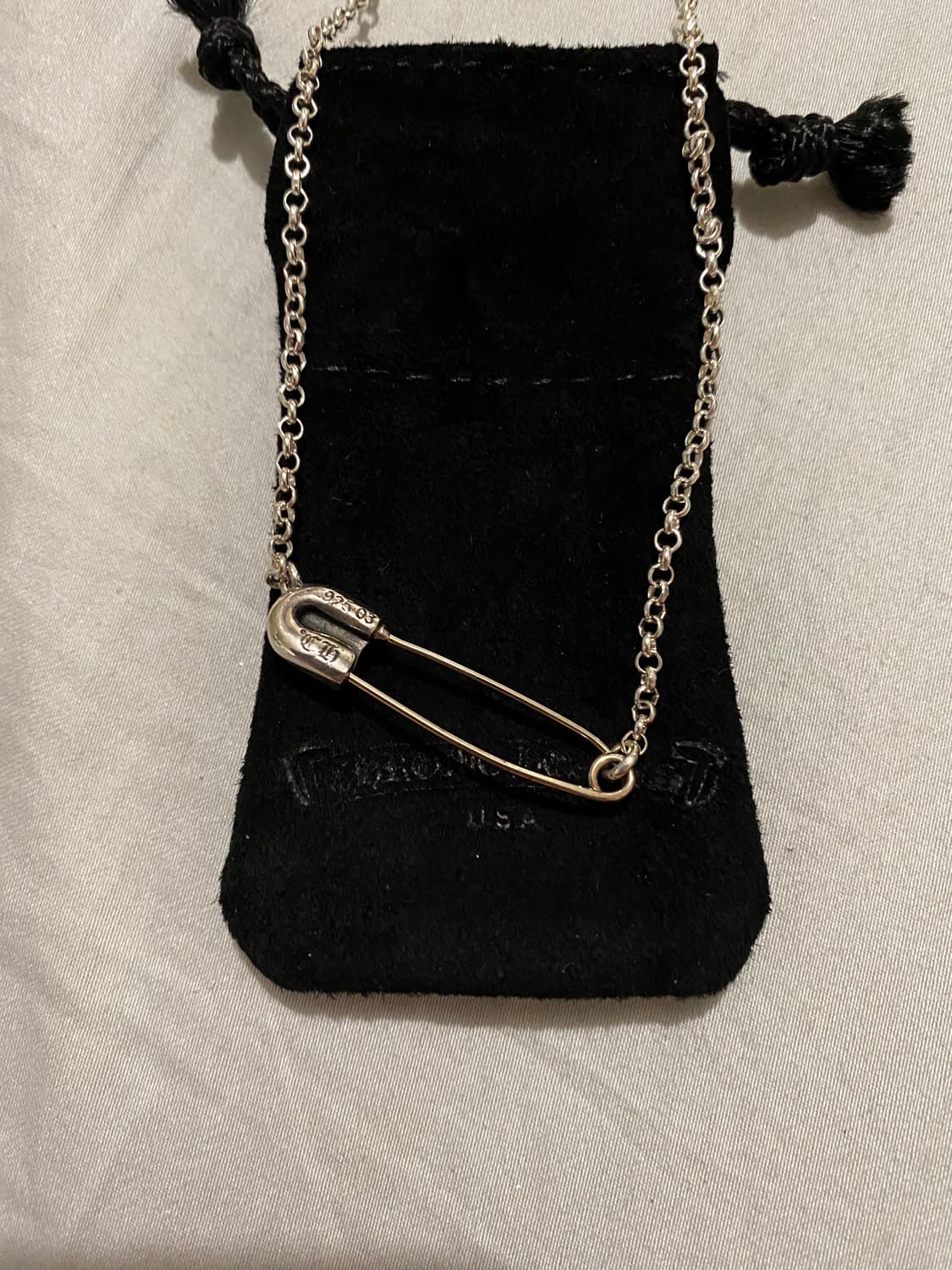 [16인치] 크롬하츠 세이프티 핀 체인 목걸이 실버 상품이미지2