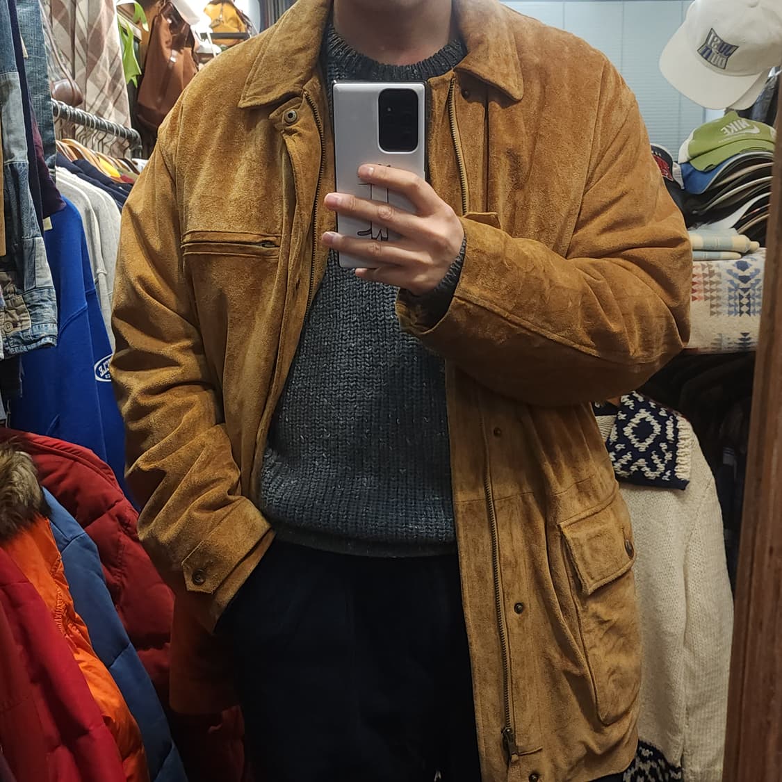 90s 폴로 가죽자켓 스웨이드 레더 카코트 브라운 헤비레더 L 빅사이즈 상품이미지10