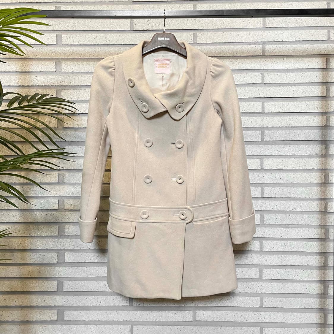 JPN VINTAGE 하프 코트 하이넥 더블 버튼 투포켓 디테일 아이보리 상품이미지2