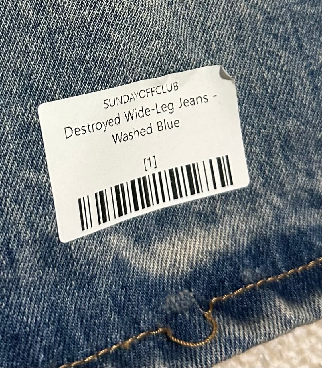 선데이오프클럽 워싱 디스트로이드 와이드 팬츠 상품이미지5