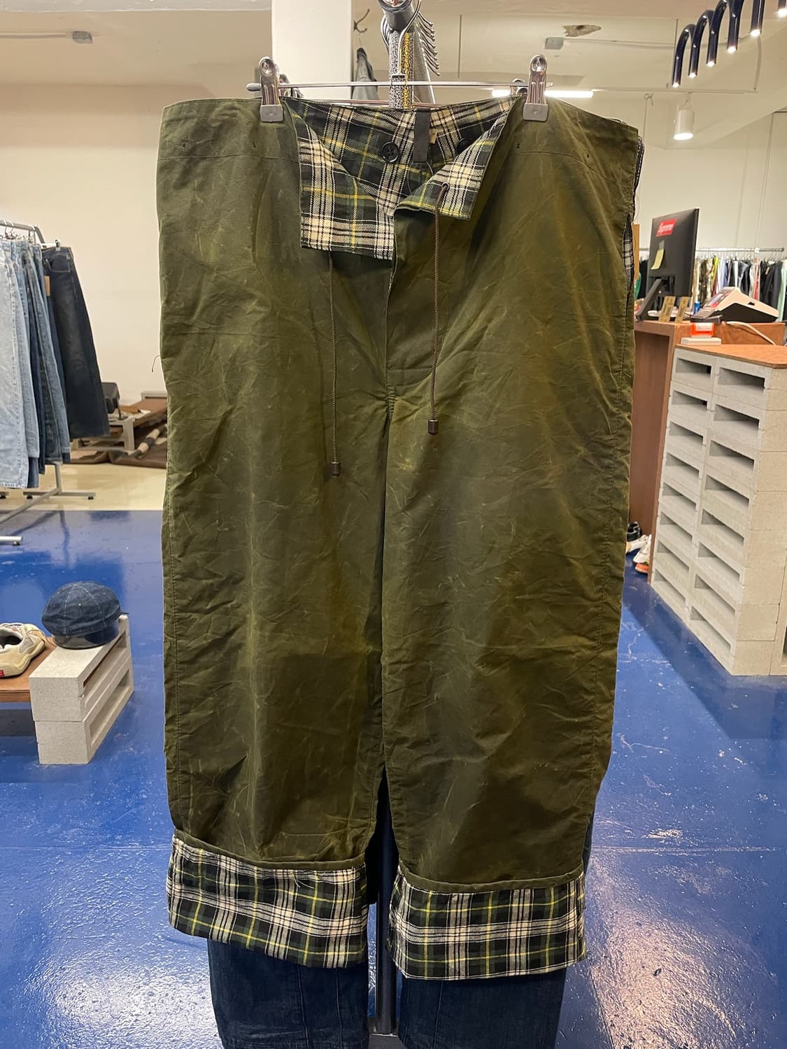 Barbour 바버 올리브 카키 왁스 팬츠 상품이미지4