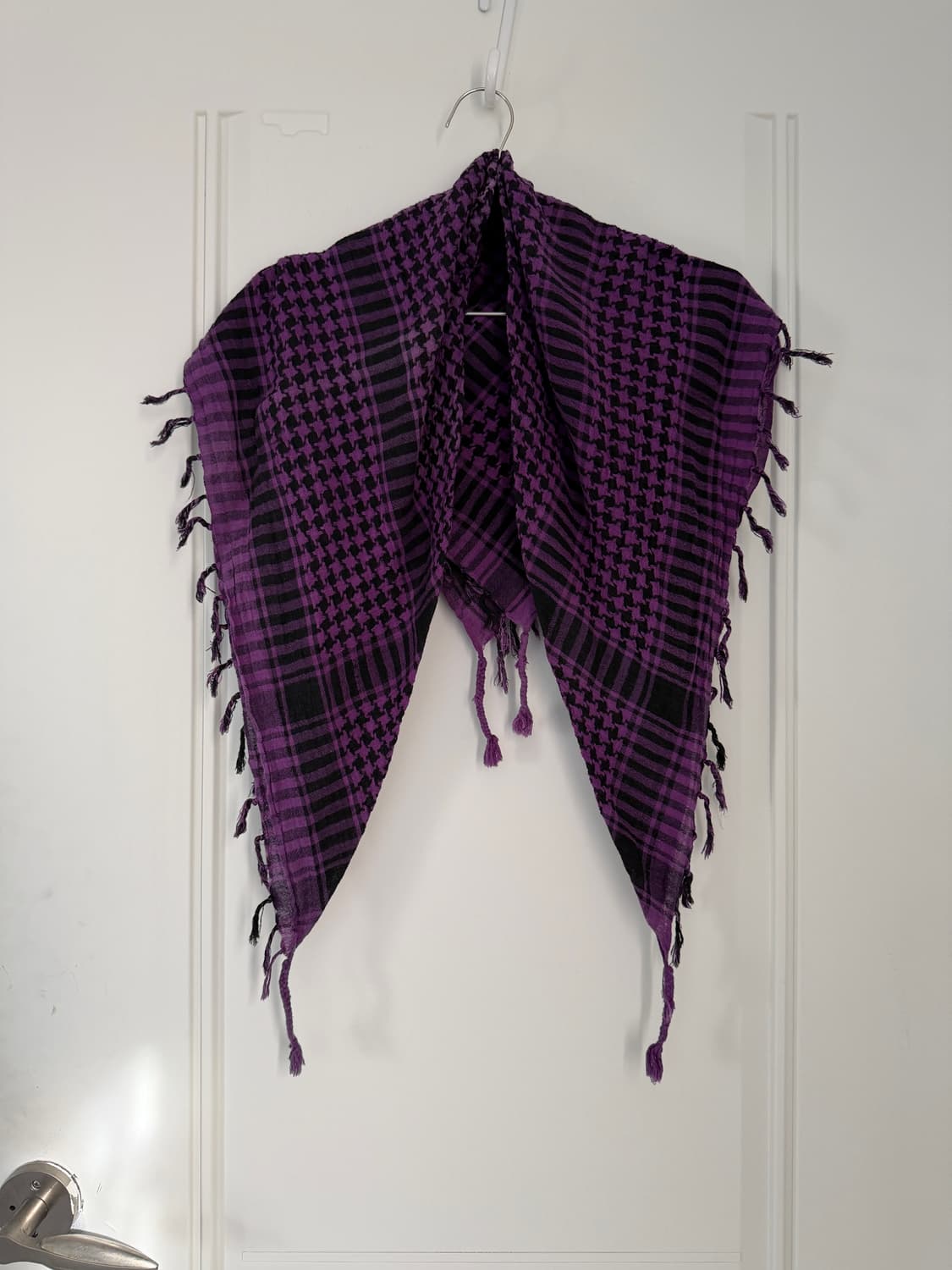 일본빈티지 퍼플 체크 크로스랩 스카프 상품이미지5