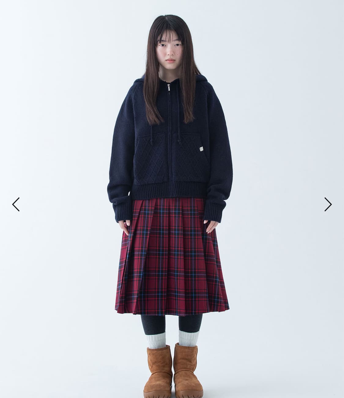 오헤시오 스커트 PLEATS BUTTON SKIRT, RED CHECK 상품이미지1