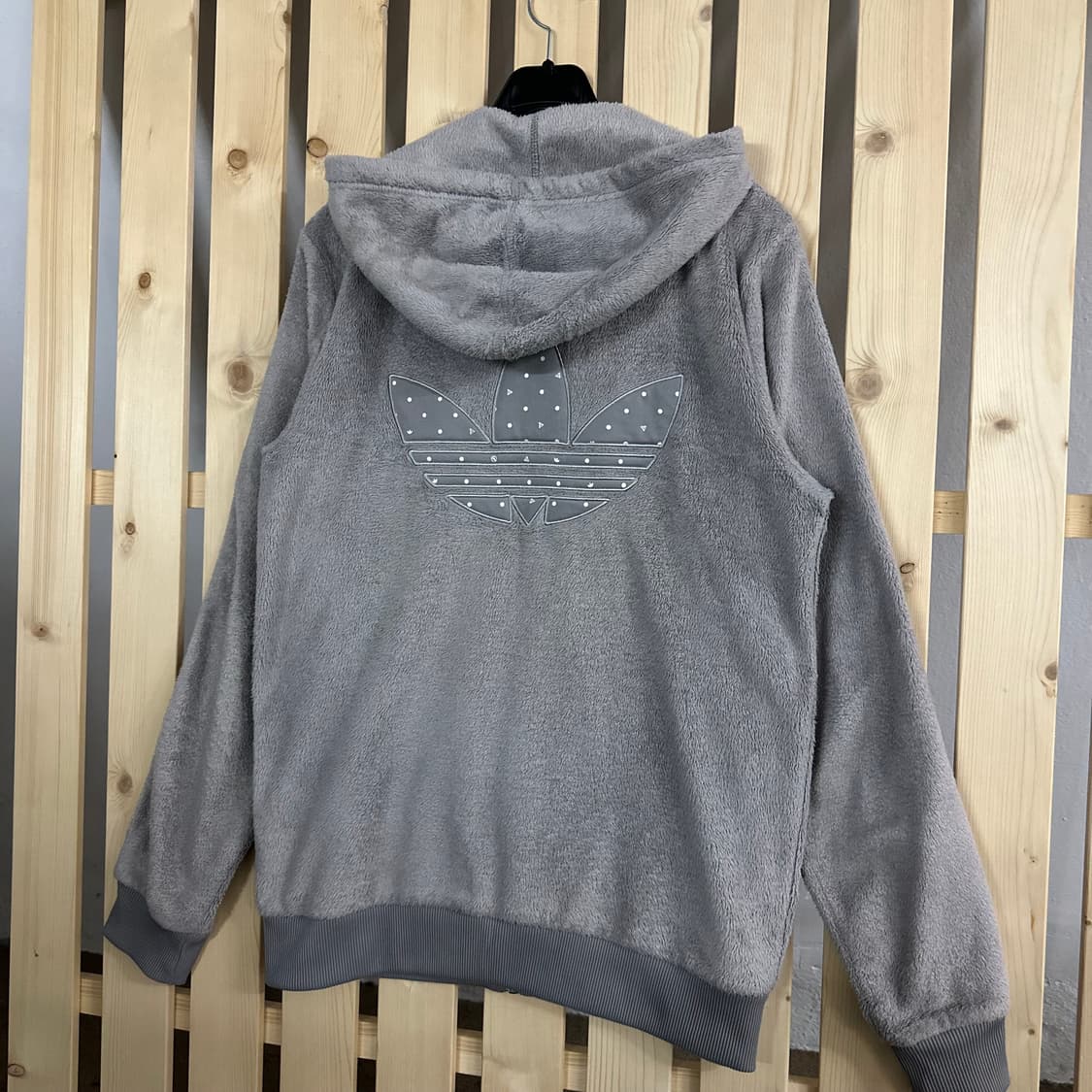 (S) 아디다스 파이어버드 그레이 쉐르파 양털 플리스 자켓 후리스 상품이미지4