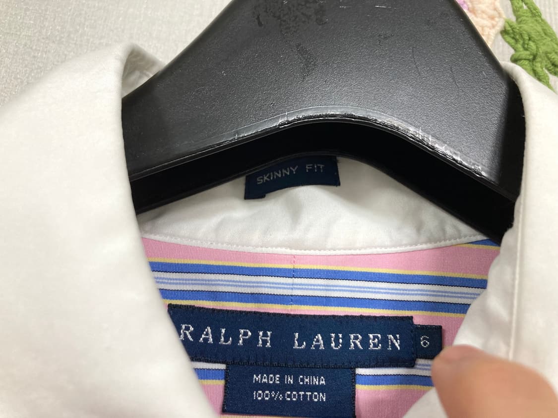 여성 폴로 랄프로렌 소매로고 배색 스트라이프 셔츠 _ 핑크 상품이미지8