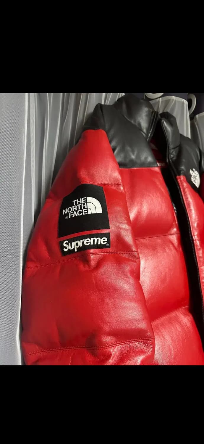 슈프림x노스페이스 레더 레드 L 상품이미지3