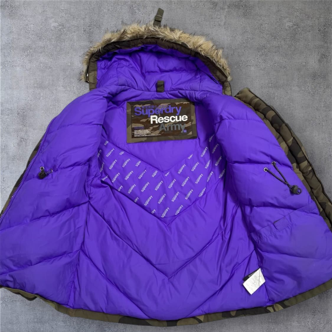 슈퍼드라이 Superdry 레스큐 아미 카모 퍼 후드 점퍼 M 상품이미지3