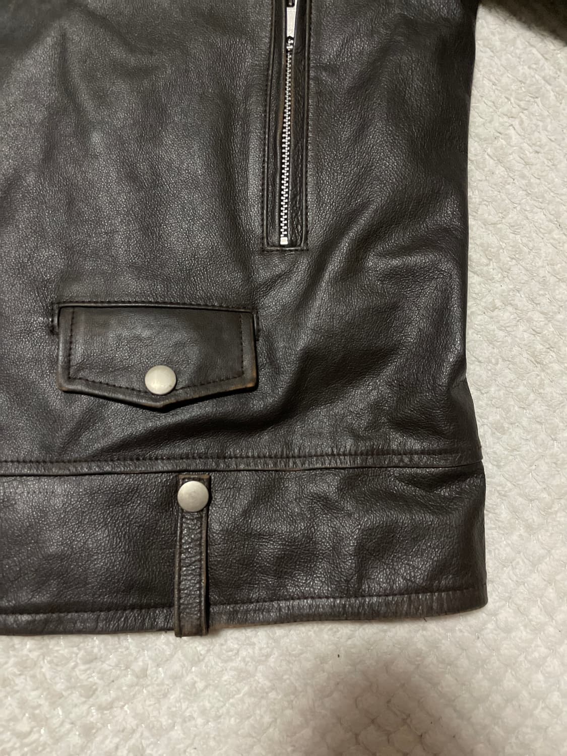 [52] L'homme en cuir 웨스턴 무드 레더 자켓 브라운 상품이미지7