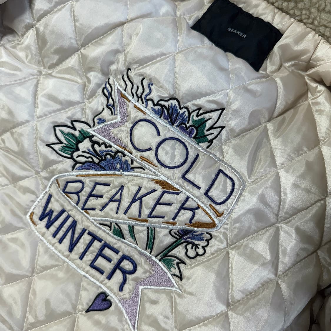 비이커 텍스처 블록 누빔 데님 자켓 상품이미지2