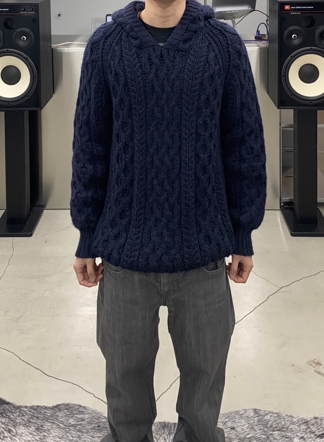 언유즈드 알파카 울 케이블 니트 후디 상품이미지3