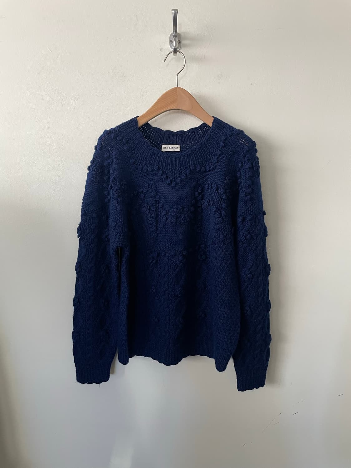 vintage blue pompom scalloped wool knit 상품이미지2